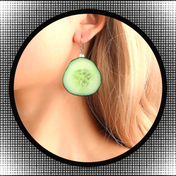 Women's Cucumber Drop Dangle Earrings - Picture 3 of 3